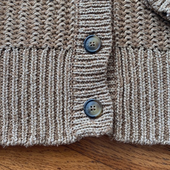 MODA International Gold Metallic Thick Long Sleeve Button Down Cardigan Sweater - Picture 6 of 11